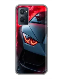 Чехол для Realme 9i с картинкой «Lamborghini красное сияние»