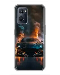 Чехол для Realme 9i с картинкой «Lamborghini дымная эстетика»
