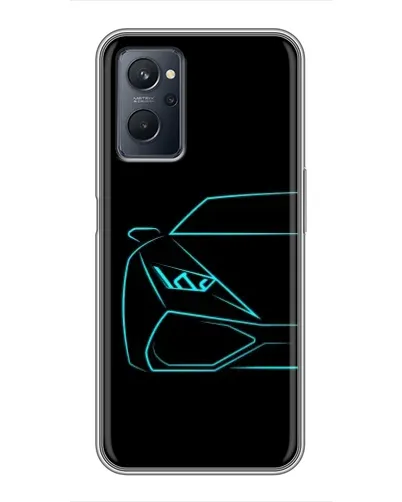 Чехол для Realme 9i с картинкой «Голубой силуэт Lamborghini»