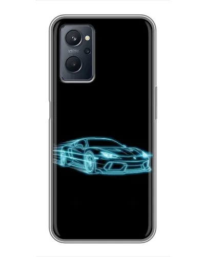 Чехол для Realme 9i с картинкой «Неоновый контур Lamborghini»