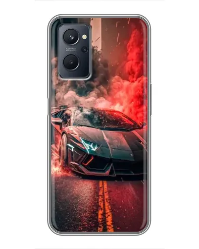 Чехол для Realme 9i с картинкой «Lamborghini красный дым»