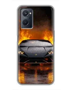 Чехол для Realme 9i с картинкой «Lamborghini в огне»