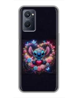 Чехол для Realme 9i с картинкой «Stitch в цветах» Чехол для Realme 9i с картинкой «Stitch в цветах»