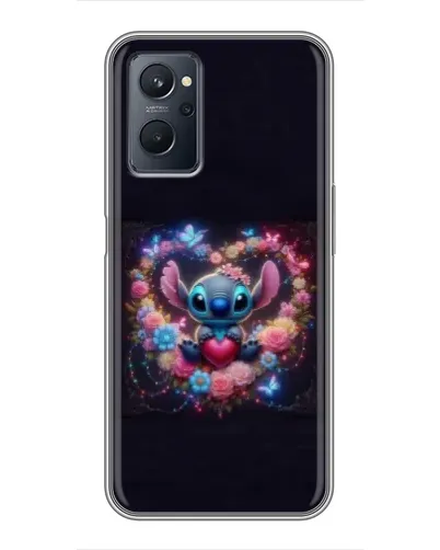 Чехол для Realme 9i с картинкой «Stitch в цветах»