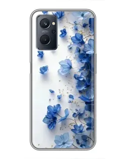 Чехол для Realme 9i с картинкой «Голубой цветочный каскад»