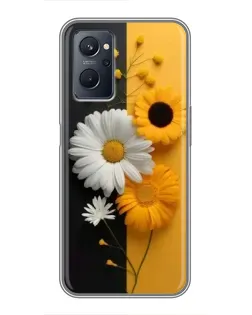 Чехол для Realme 9i с картинкой «Подсолнух и ромашка»