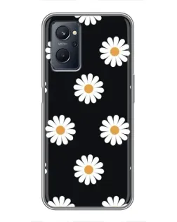 Чехол для Realme 9i с картинкой «Ромашки на черном»