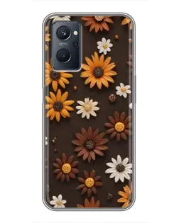 Чехол для Realme 9i с картинкой «Узор из маленьких подсолнухов»