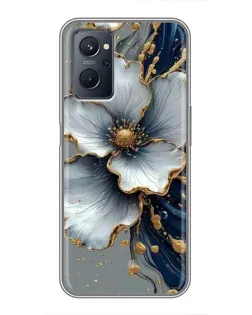Чехол для Realme 9i с картинкой «Белый цветок и золотой флюид»