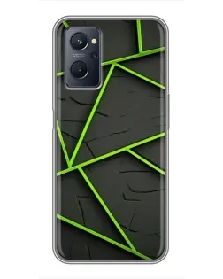 Чохол для Realme 9i з картинкою «Зелені геометричні лінії»