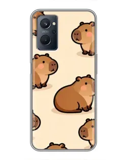 Чохол для Realme 9i з картинкою «Паттерн милих капібар»