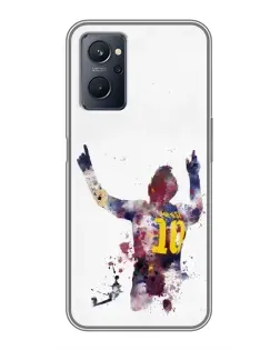 Чехол для Realme 9i с картинкой «Акварельный Месси Барселона»