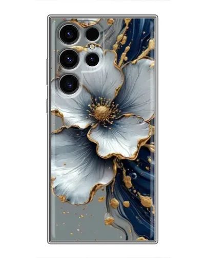 Чехол для Realme C100 с картинкой «Белый цветок и золотой флюид» Чехол для Realme C100 с картинкой «Белый цветок и золотой флюид»
