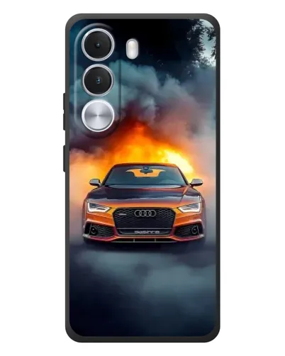 Чехол для Realme C100i с картинкой «Audi в огненном дыму»