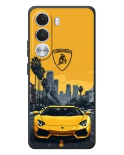 Чохол для Realme C100i з картинкою «Жовтий Lamborghini місто»