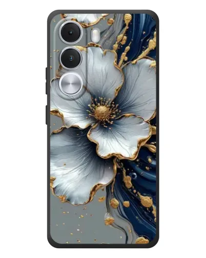 Чехол для Realme C100i с картинкой «Белый цветок и золотой флюид» Чехол для Realme C100i с картинкой «Белый цветок и золотой флюид»