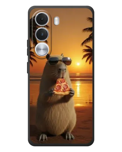 Чехол для Realme C100i с картинкой «Капибара с пиццей»