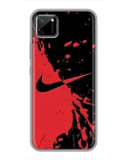 Чехол для Realme C11 с картинкой «Красные брызги Nike»
