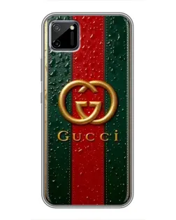 Чехол для Realme C11 с картинкой «Gucci — фирменная полоса и золото»