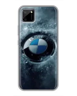 Чехол для Realme C11 с картинкой «Логотип BMW — лед»