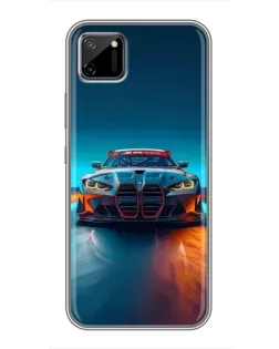 Чехол для Realme C11 с картинкой «BMW — огни неона»