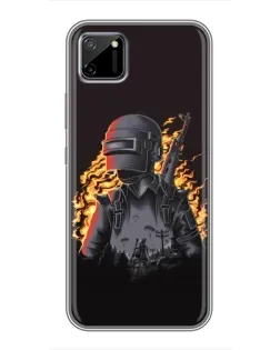 Чехол для Realme C11 с картинкой «PUBG — огненный силуэт»