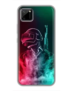 Чехол для Realme C11 с картинкой «PUBG — огненный воин»
