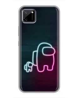 Чехол для Realme C11 с картинкой «Among Us неон-арт»