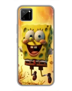 Чехол для Realme C11 с картинкой «Губка Боб прыгает»