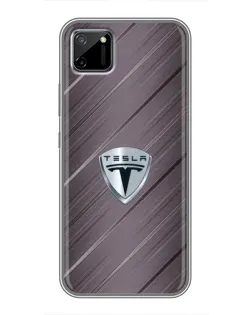 Чехол для Realme C11 с картинкой «Металлическая текстура Tesla»