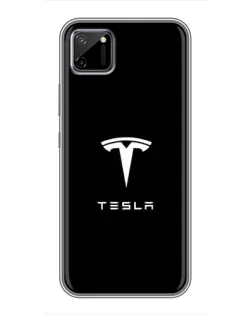 Чехол для Realme C11 с картинкой «Tesla White Logo»