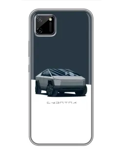 Чехол для Realme C11 с картинкой «Серебристый Cybertruck Tesla»