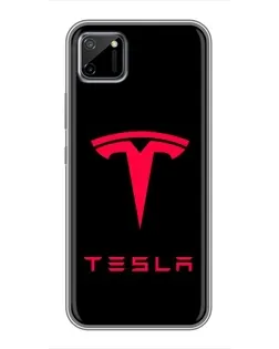 Чехол для Realme C11 с картинкой «Tesla Red Logo»