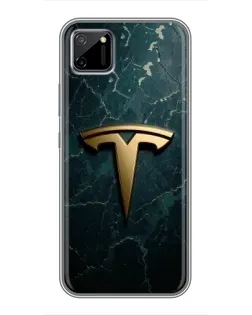 Чехол для Realme C11 с картинкой «Мраморная Tesla Gold»