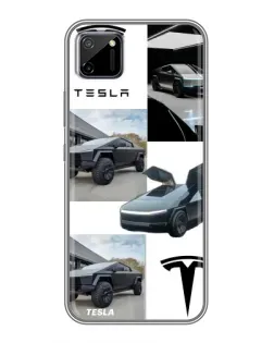 Чехол для Realme C11 с картинкой «Коллаж Cybertruck Tesla»