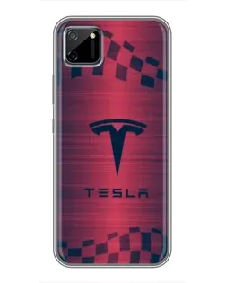Чехол для Realme C11 с картинкой «Тесла красный карбон»