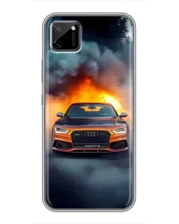 Чехол для Realme C11 с картинкой «Audi в огненном дыму»