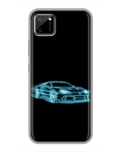 Чехол для Realme C11 с картинкой «Неоновый контур Lamborghini»