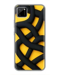 Чехол для Realme C11 с картинкой «Черное желтое переплетение»