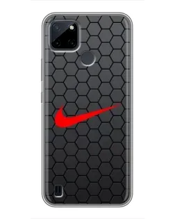 Чохол для Realme C12 з картинкою «Nike — карбонова сітка»