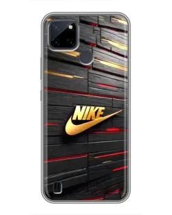 Чохол для Realme C12 з картинкою «Золотий Nike на металі»