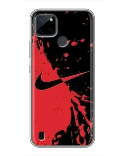 Чохол для Realme C12 з картинкою «Червоні бризки Nike»