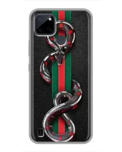 Чехол для Realme C12 с картинкой «Gucci — змея на полосе» Чехол для Realme C12 с картинкой «Gucci — змея на полосе»