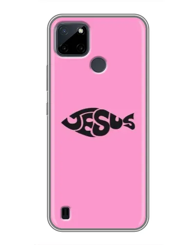 Чехол для Realme C12 с картинкой «Розовый символ  Jesus»