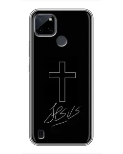 Чехол для Realme C12 с картинкой «Графический крест Jesus»