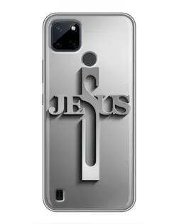 Чехол для Realme C12 с картинкой «Металлический крест Jesus»