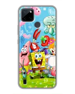 Чехол для Realme C12 с картинкой «Губка Боб и друзья»