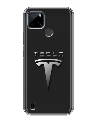 Чехол для Realme C12 с картинкой «Стальной логотип Tesla»