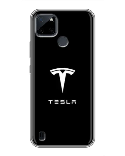 Чехол для Realme C12 с картинкой «Tesla White Logo»