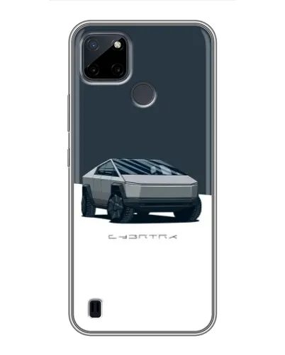 Чехол для Realme C12 с картинкой «Серебристый Cybertruck Tesla»